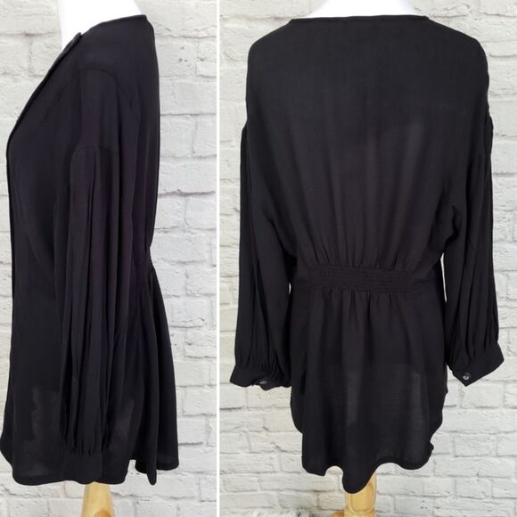 Free People Black Asymmetric Button Front Tunic Size XS - Picture 4 of 8